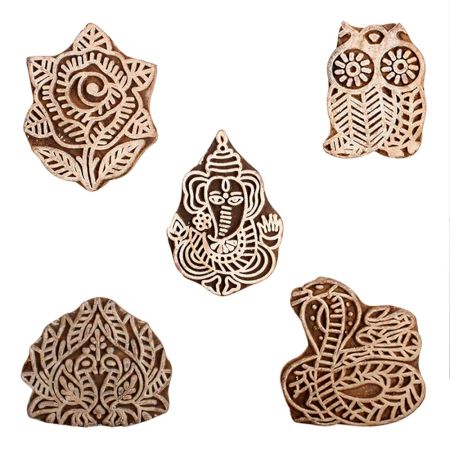 Set of 5 Piece New Mix Wooden Printing Block